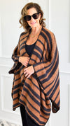 Striped Cozy Knit Kimono Poncho