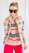 Plaid Printed Padded Vest-vest-Jodifl-Coastal Bloom Boutique, find the trendiest versions of the popular styles and looks Located in Indialantic, FL