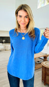 Soho Italian Boatneck Pullover - French Blue-140 Sweaters-Italianissimo-Coastal Bloom Boutique, find the trendiest versions of the popular styles and looks Located in Indialantic, FL