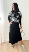 Brooklyn Italian Satin Midi Skirt - Black-170 Bottoms-Germany-Coastal Bloom Boutique, find the trendiest versions of the popular styles and looks Located in Indialantic, FL