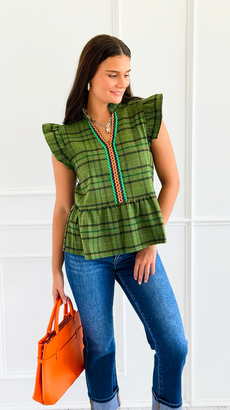 Ruffle Pop Peplum Top-110 Short Sleeve Tops-VOY-Coastal Bloom Boutique, find the trendiest versions of the popular styles and looks Located in Indialantic, FL