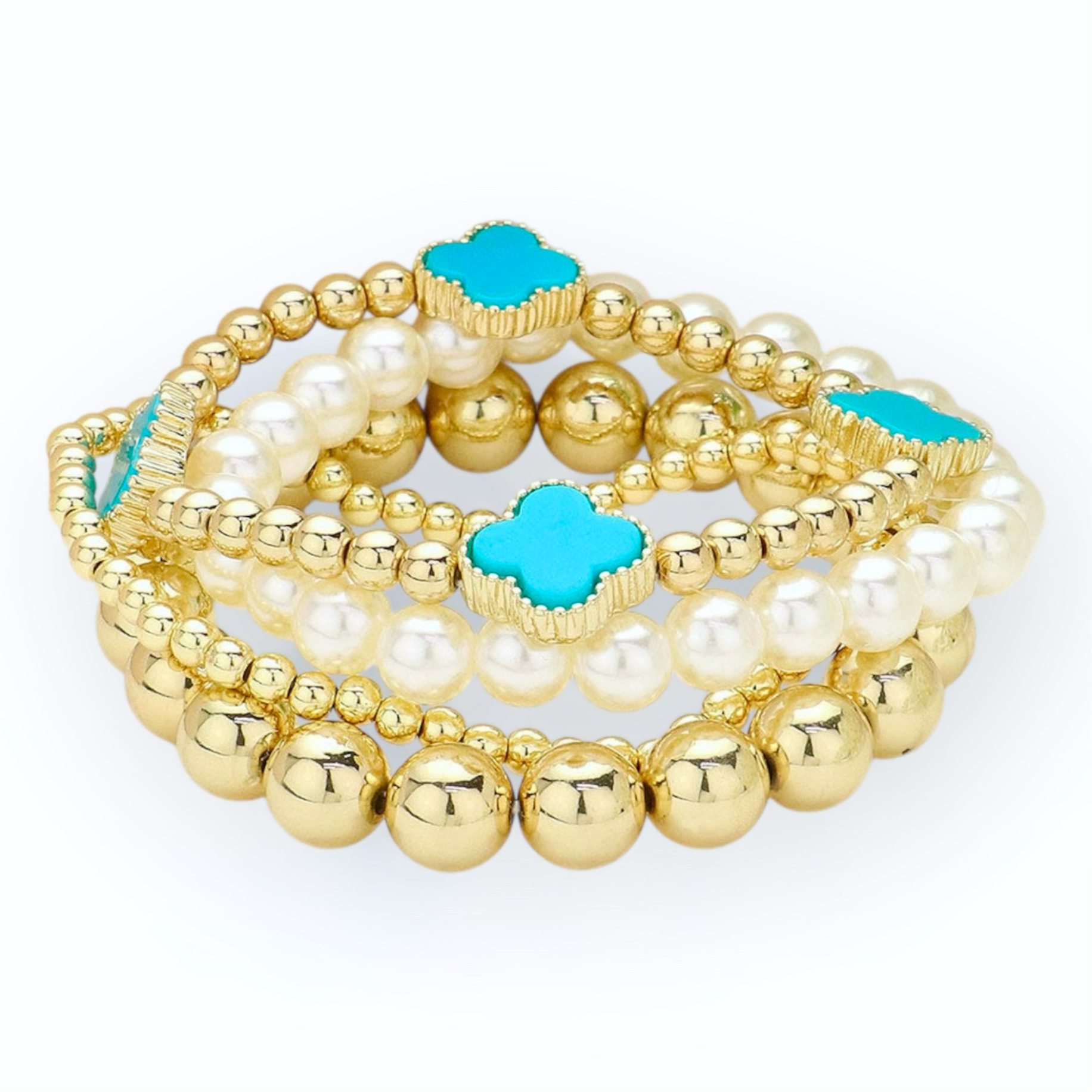 Golden Clover Luxe Bracelet Stack-230 Jewelry-NYW-Coastal Bloom Boutique, find the trendiest versions of the popular styles and looks Located in Indialantic, FL