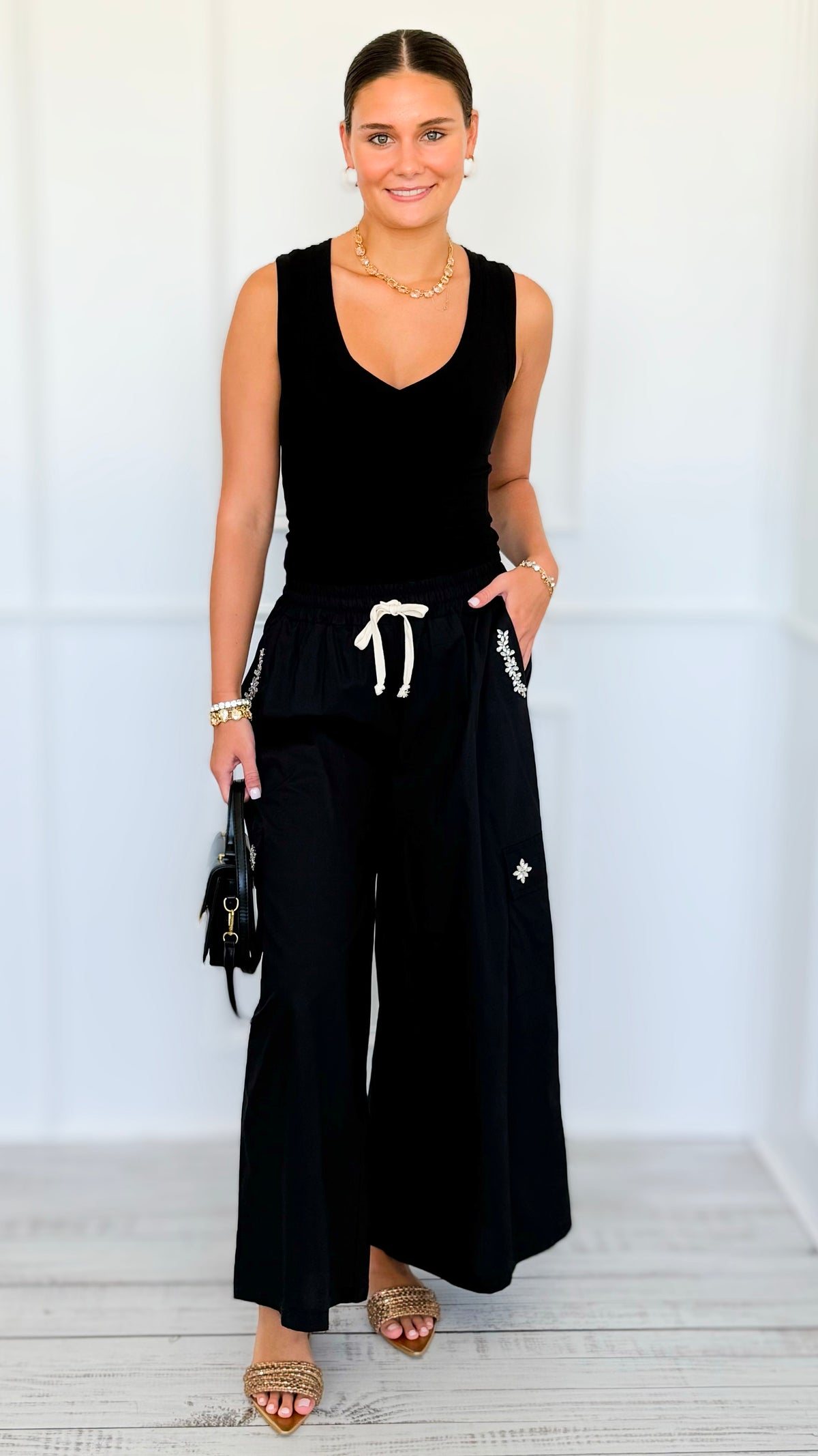 Pocket Glam Italian Flare Leg Pant- Black-100 Pants-TATTOO Z-Coastal Bloom Boutique, find the trendiest versions of the popular styles and looks Located in Indialantic, FL