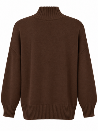 Chic Shoulder Button Italian Knit Sweater - Brown