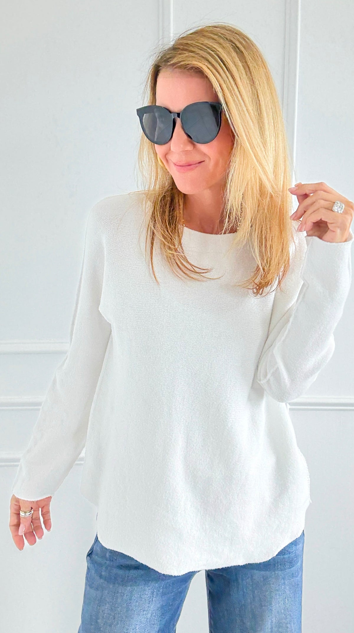 Soho Italian Boatneck Pullover - Ivory-140 Sweaters-Italianissimo-Coastal Bloom Boutique, find the trendiest versions of the popular styles and looks Located in Indialantic, FL