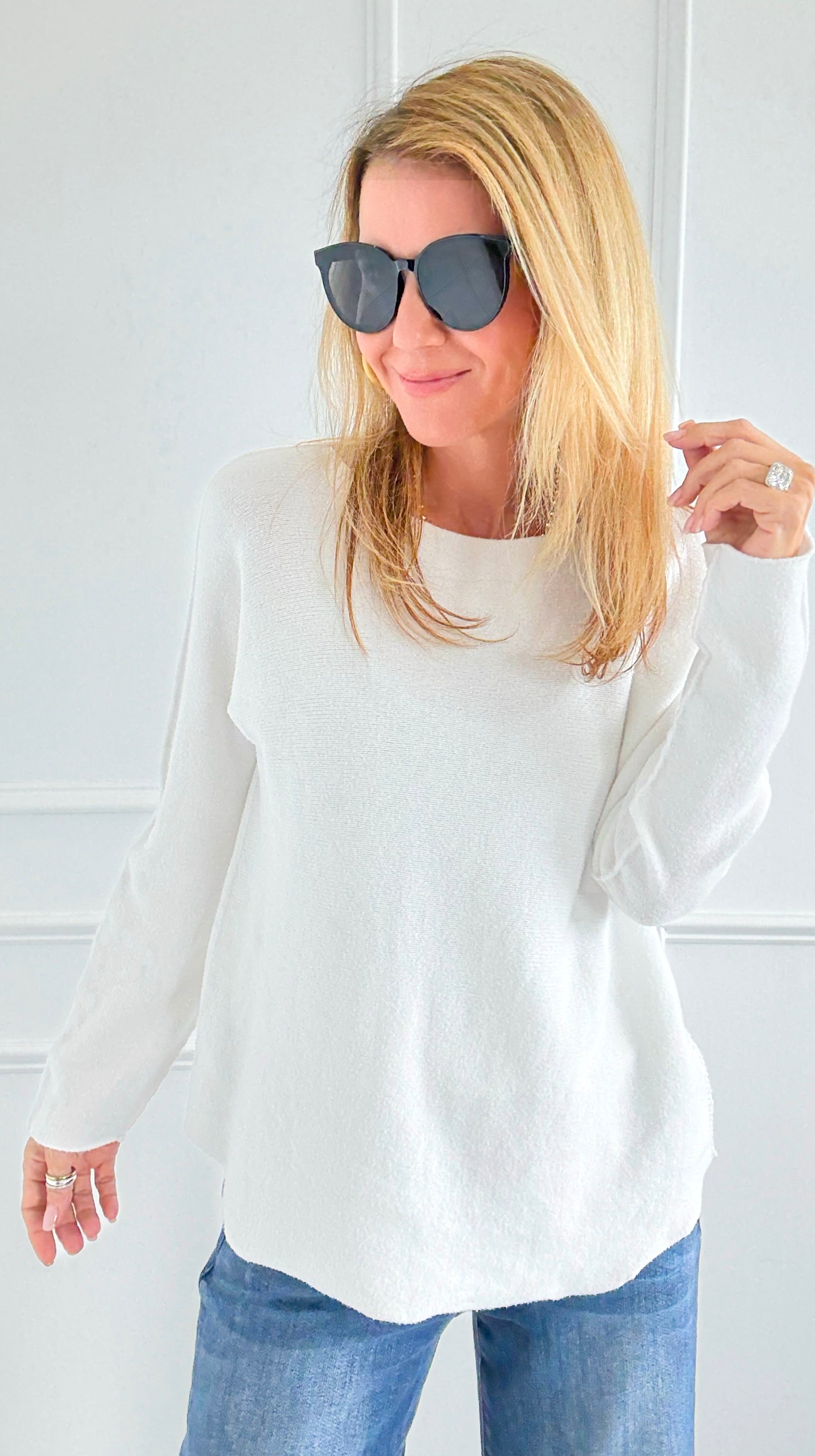 Soho Italian Boatneck Pullover - Ivory-140 Sweaters-Italianissimo-Coastal Bloom Boutique, find the trendiest versions of the popular styles and looks Located in Indialantic, FL