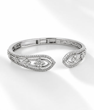 CZ Flower Station Cuff Bracelet