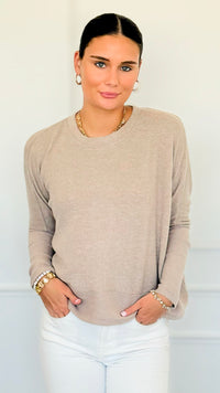 Brushed Melange Sweater - Ash Mocha-140 Sweaters-Zenana-Coastal Bloom Boutique, find the trendiest versions of the popular styles and looks Located in Indialantic, FL