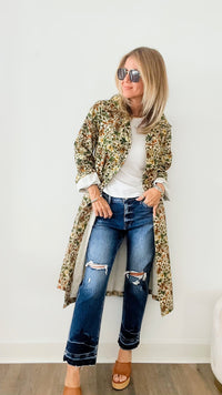 Flower Show Long Jacket-160 Jackets-TOUCHE PRIVE-Coastal Bloom Boutique, find the trendiest versions of the popular styles and looks Located in Indialantic, FL
