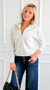 Weekend Ease Ribbed Sweatshirt - Heather Grey-130 Long Sleeve Tops-IRIS-Coastal Bloom Boutique, find the trendiest versions of the popular styles and looks Located in Indialantic, FL