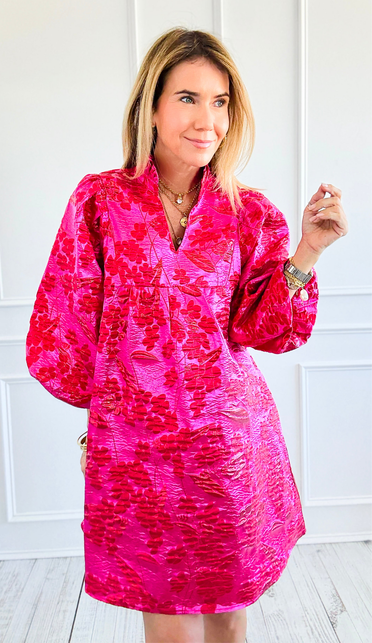Wild Bloom Jacquard Dress-200 Dresses/Jumpsuits/Rompers-JODIFL-Coastal Bloom Boutique, find the trendiest versions of the popular styles and looks Located in Indialantic, FL