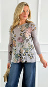 Wild Beauty Long Sleeved Mesh Top - Grey-110 Long Sleeve Tops-Origami Fashion Inc-Coastal Bloom Boutique, find the trendiest versions of the popular styles and looks Located in Indialantic, FL