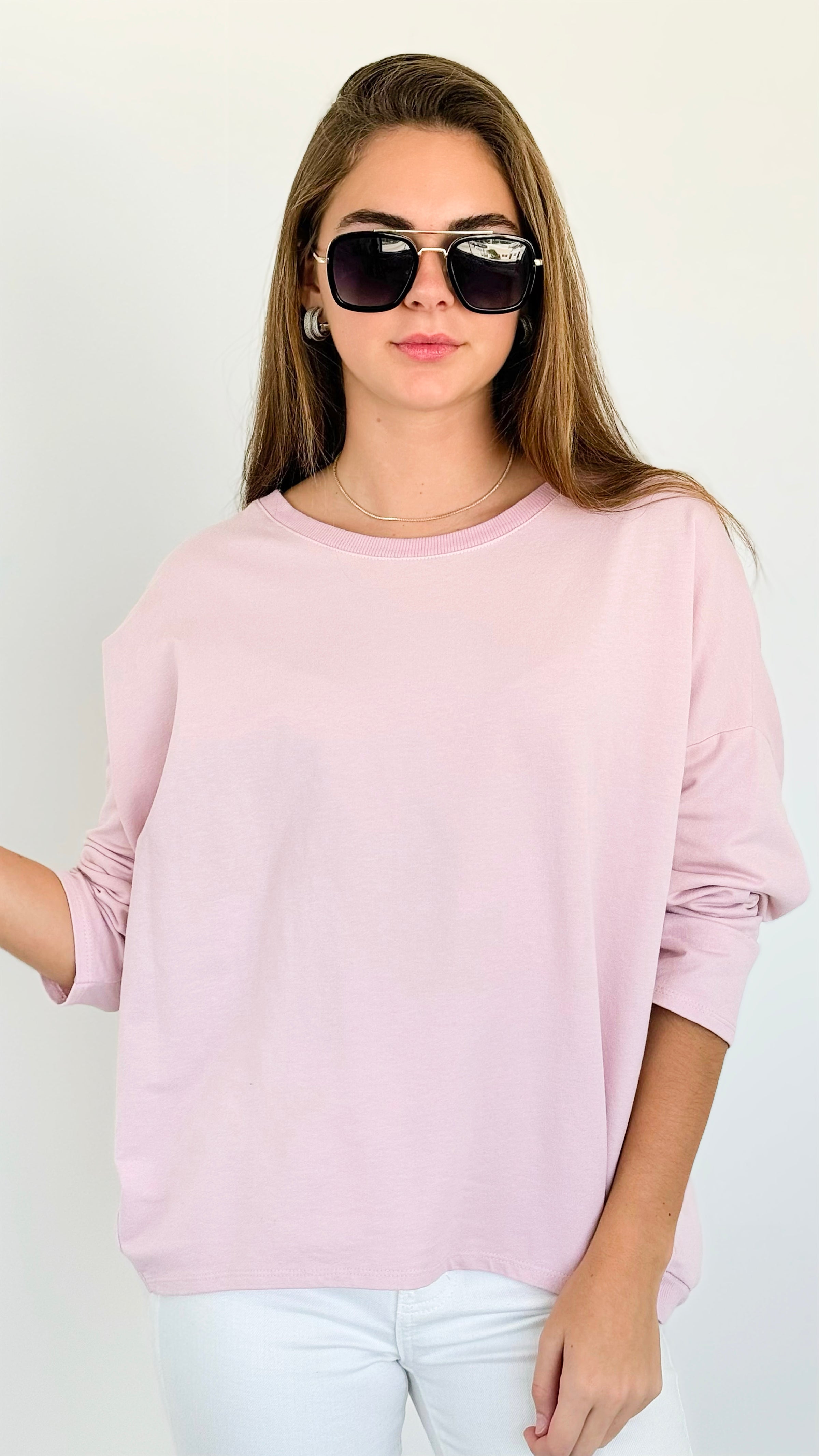 Upscale Comfort Italian Pullover- Blush-140 Sweaters-Italianissimo-Coastal Bloom Boutique, find the trendiest versions of the popular styles and looks Located in Indialantic, FL