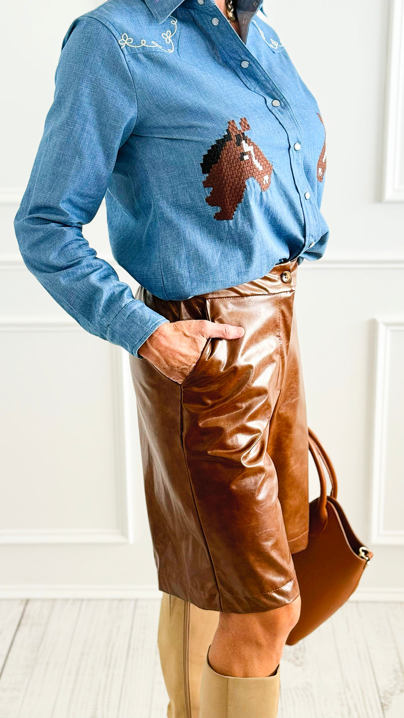 Luxe Faux Leather Italian Short-170 Bottoms/Shorts-AZUL MONACO-Coastal Bloom Boutique, find the trendiest versions of the popular styles and looks Located in Indialantic, FL
