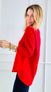 Bold Moves Top - Red-130 Long Sleeve Tops-Beverly Rose-Coastal Bloom Boutique, find the trendiest versions of the popular styles and looks Located in Indialantic, FL