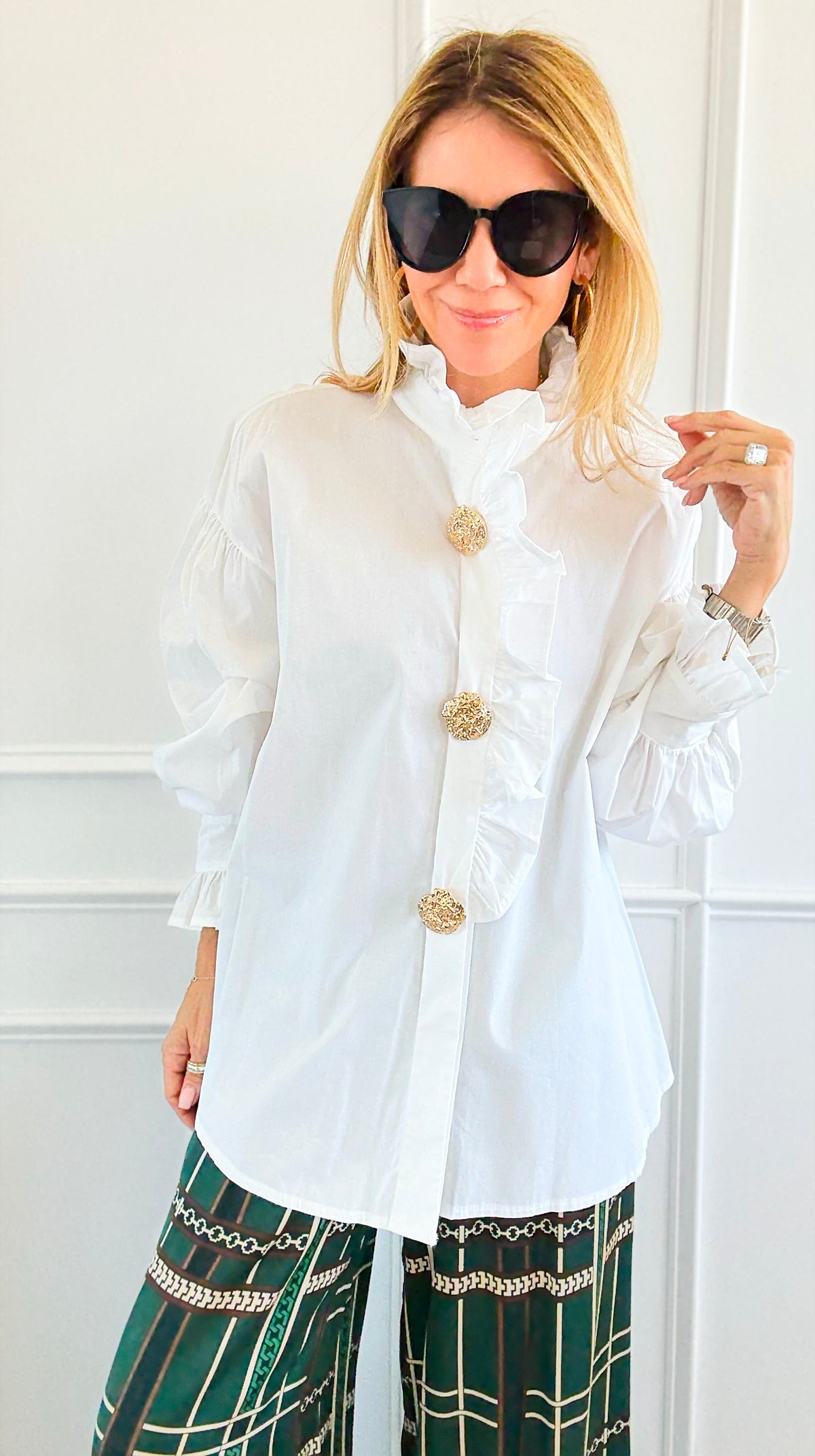 White Belle Italian Woven Blouse-110 Long Sleeve Tops-TATTOO Z-Coastal Bloom Boutique, find the trendiest versions of the popular styles and looks Located in Indialantic, FL