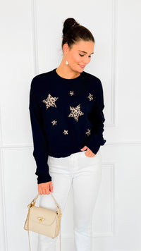 Star Wild Long Sleeve Top- Navy-110 Long Sleeve Tops-V SKY-Coastal Bloom Boutique, find the trendiest versions of the popular styles and looks Located in Indialantic, FL