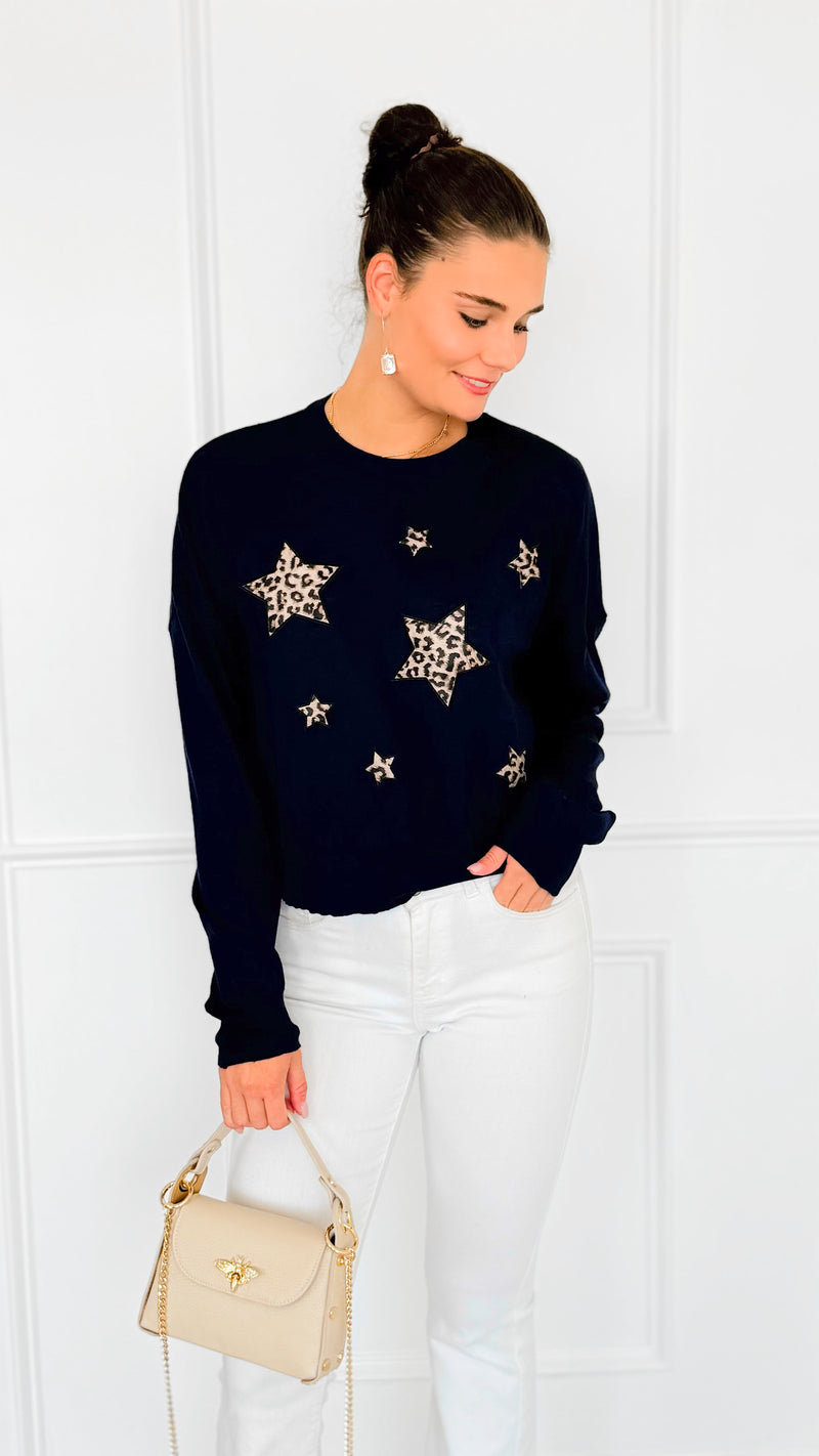 Star Wild Long Sleeve Top- Navy-110 Long Sleeve Tops-V SKY-Coastal Bloom Boutique, find the trendiest versions of the popular styles and looks Located in Indialantic, FL