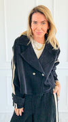 Tracked Threads Cropped Italian Jacket- Black