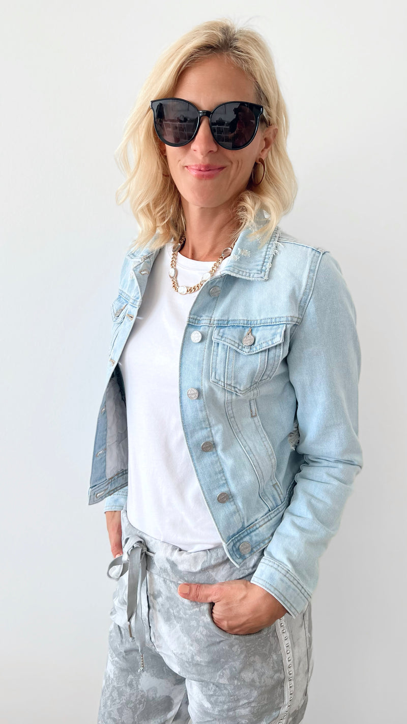 Classic Retro Denim Jacket-160 Jackets-Boom Boom Jeans-Coastal Bloom Boutique, find the trendiest versions of the popular styles and looks Located in Indialantic, FL