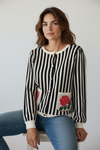 Midnight Rose Stripe Cardigan-150 Cardigans/Layers-JODIFL-Coastal Bloom Boutique, find the trendiest versions of the popular styles and looks Located in Indialantic, FL