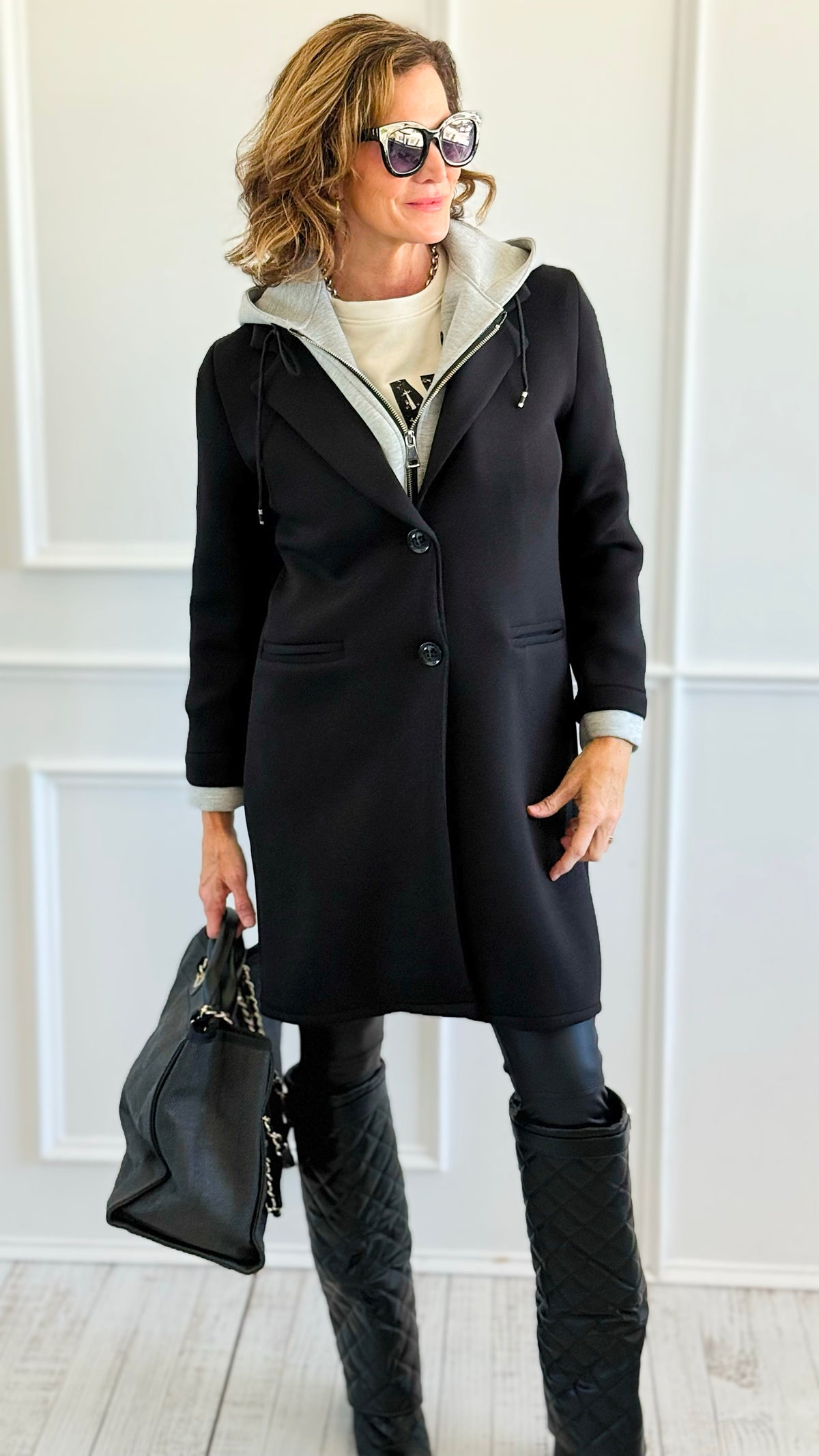 Double Take Italian Coat - Black-160 Jackets-BONITO SRL-Coastal Bloom Boutique, find the trendiest versions of the popular styles and looks Located in Indialantic, FL