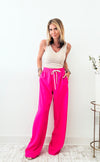 Varsity Striped Wide Leg Pants - Pink-170 Bottoms-ee:some-Coastal Bloom Boutique, find the trendiest versions of the popular styles and looks Located in Indialantic, FL