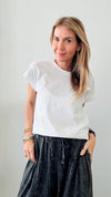 Cotton Crew Girl Next Door Neck - White-110 Short Sleeve Tops-Zenana-Coastal Bloom Boutique, find the trendiest versions of the popular styles and looks Located in Indialantic, FL
