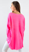 Laid Back Luxe Italian Tee- Neon Pink-110 Long Sleeve Tops-Italianissimo-Coastal Bloom Boutique, find the trendiest versions of the popular styles and looks Located in Indialantic, FL