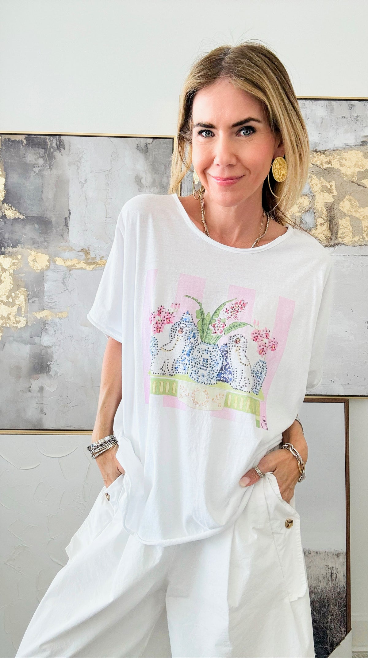 Preppy Pups Italian CB Tee-110 Short Sleeve Tops-Italianissimo-Coastal Bloom Boutique, find the trendiest versions of the popular styles and looks Located in Indialantic, FL