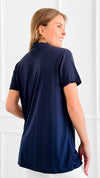 Relaxed Riviera Polo Top - Dark Navy-110 Short Sleeve Tops-Heimish-Coastal Bloom Boutique, find the trendiest versions of the popular styles and looks Located in Indialantic, FL