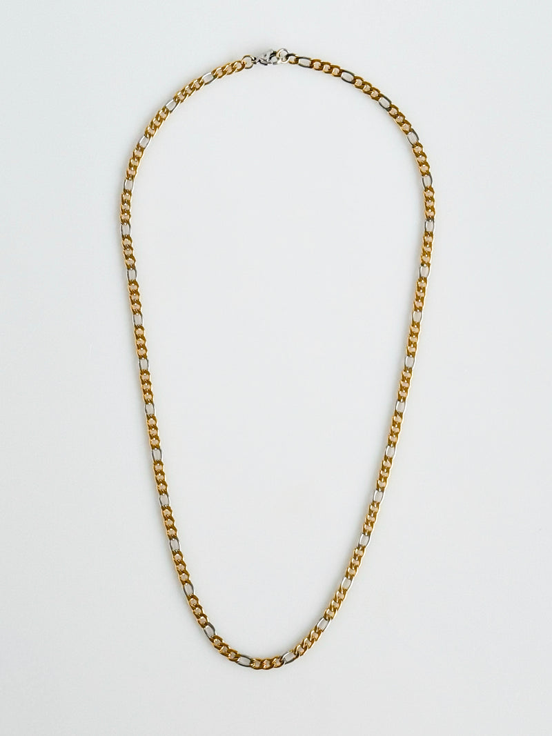 Stainless Steel Cuban Two Tone Necklace-230 Jewelry-ALEN JEWELRY-Coastal Bloom Boutique, find the trendiest versions of the popular styles and looks Located in Indialantic, FL