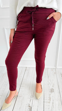 Love Endures Italian Jogger - Burgundy-180 Joggers-SUNNY HOLIDAYS-Coastal Bloom Boutique, find the trendiest versions of the popular styles and looks Located in Indialantic, FL