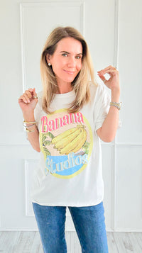 Banana Vibes Italian Graphic tee-110 Short Sleeve Tops-ZR ITALY-Coastal Bloom Boutique, find the trendiest versions of the popular styles and looks Located in Indialantic, FL