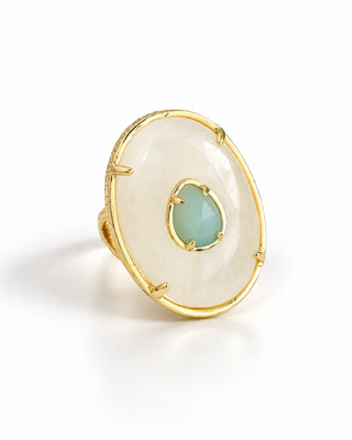 Oval Cabochon Teardrop Ring - Aqua
