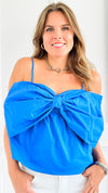 Bow-Front Strappy Top -Blue-100 Sleeveless Tops-Timing-Coastal Bloom Boutique, find the trendiest versions of the popular styles and looks Located in Indialantic, FL