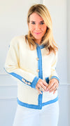 Denim-Trim Luxe Cardigan-150 Cardigans/Layers-Itoo-Coastal Bloom Boutique, find the trendiest versions of the popular styles and looks Located in Indialantic, FL