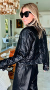 Vegan Leather Quilted Jacket - Black-150 Cardigan Layers-Dolce Cabo-Coastal Bloom Boutique, find the trendiest versions of the popular styles and looks Located in Indialantic, FL