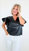 Luxe Vegan Leather Flutter Top-100 Sleeveless Tops-entro-Coastal Bloom Boutique, find the trendiest versions of the popular styles and looks Located in Indialantic, FL