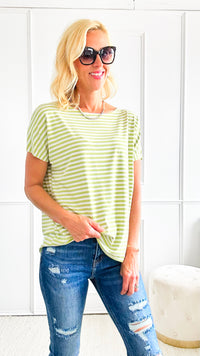 Striped Italian Tee-110 Short Sleeve Tops-Germany-Coastal Bloom Boutique, find the trendiest versions of the popular styles and looks Located in Indialantic, FL