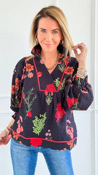 Textured Tropic Top-110 Long Sleeve Tops-Umgee-Coastal Bloom Boutique, find the trendiest versions of the popular styles and looks Located in Indialantic, FL