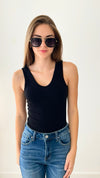 Crazy Beautiful V & Scoop Neck Braless Tank - Black-220 Intimates-Elietian-Coastal Bloom Boutique, find the trendiest versions of the popular styles and looks Located in Indialantic, FL
