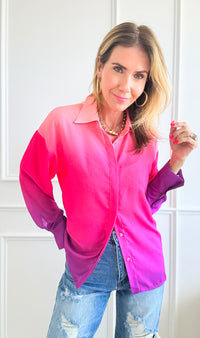 Gradient Button-up Blouse-130 Long Sleeve Tops-KIWI-Coastal Bloom Boutique, find the trendiest versions of the popular styles and looks Located in Indialantic, FL