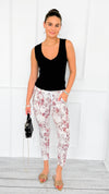 Botanical Zip Italian Jogger-180 Joggers-V SKY-Coastal Bloom Boutique, find the trendiest versions of the popular styles and looks Located in Indialantic, FL