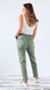 Spring Italian Jogger Pant- Army Green-180 Joggers-Italianissimo-Coastal Bloom Boutique, find the trendiest versions of the popular styles and looks Located in Indialantic, FL