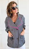 Bright Herringbone Star Italian Jacket-160 Jackets-AZUL MONACO-Coastal Bloom Boutique, find the trendiest versions of the popular styles and looks Located in Indialantic, FL