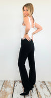 Sleek High-Waisted Flare Pants - Black-170 Bottoms-Love Poem-Coastal Bloom Boutique, find the trendiest versions of the popular styles and looks Located in Indialantic, FL