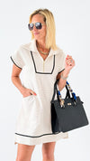 Zip Collar Sleeveless Tunic - Cream-110 Short Sleeve Tops-Jodifl-Coastal Bloom Boutique, find the trendiest versions of the popular styles and looks Located in Indialantic, FL