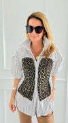 Run Wild Button-Up Blouse- Stripe-110 Short Sleeve Tops-7Mango7-Coastal Bloom Boutique, find the trendiest versions of the popular styles and looks Located in Indialantic, FL
