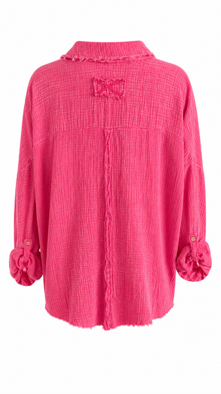 Laid-Back Luxe Gauze Blouse - Fuchsia